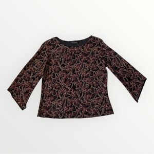 Coldwater Creek Black and Pink Bell Sleeve Blouse